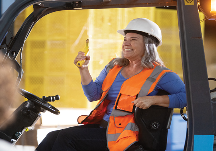 woman on forklift